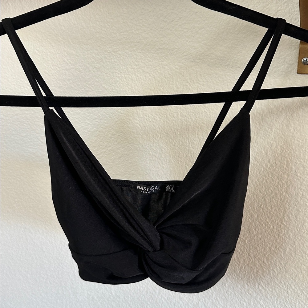 Nasty Gal Black Twist Front Women's Top